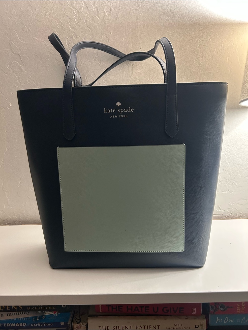kate spade Navy Tote with Mint Front Pocket